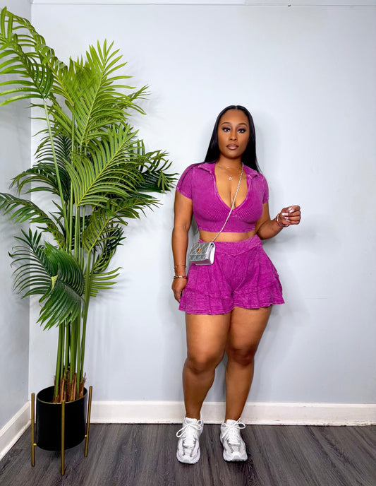 CAMILLE SHORT SET (MAGENTA)